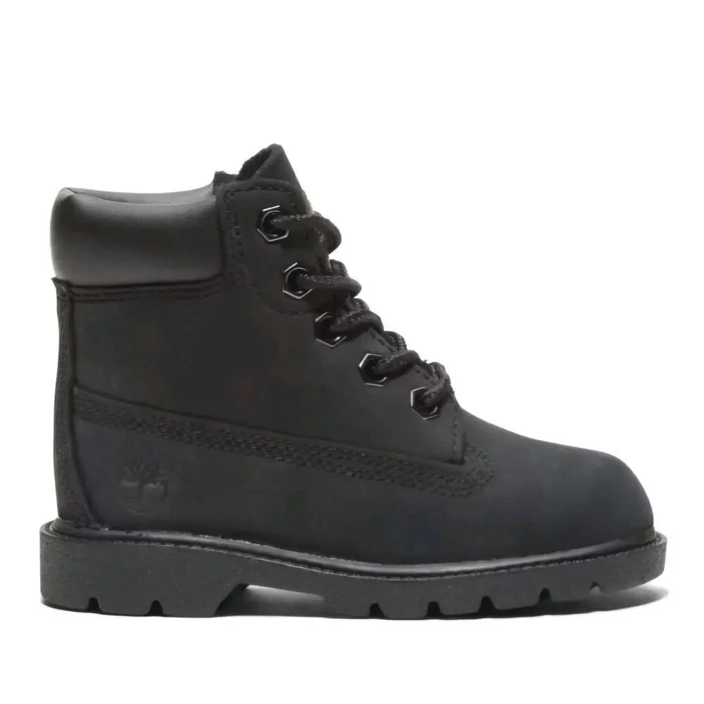 Timberland Toddler Kid Black Leather 7.5 Premium Lace-Up 6 Inch Waterproof Boots